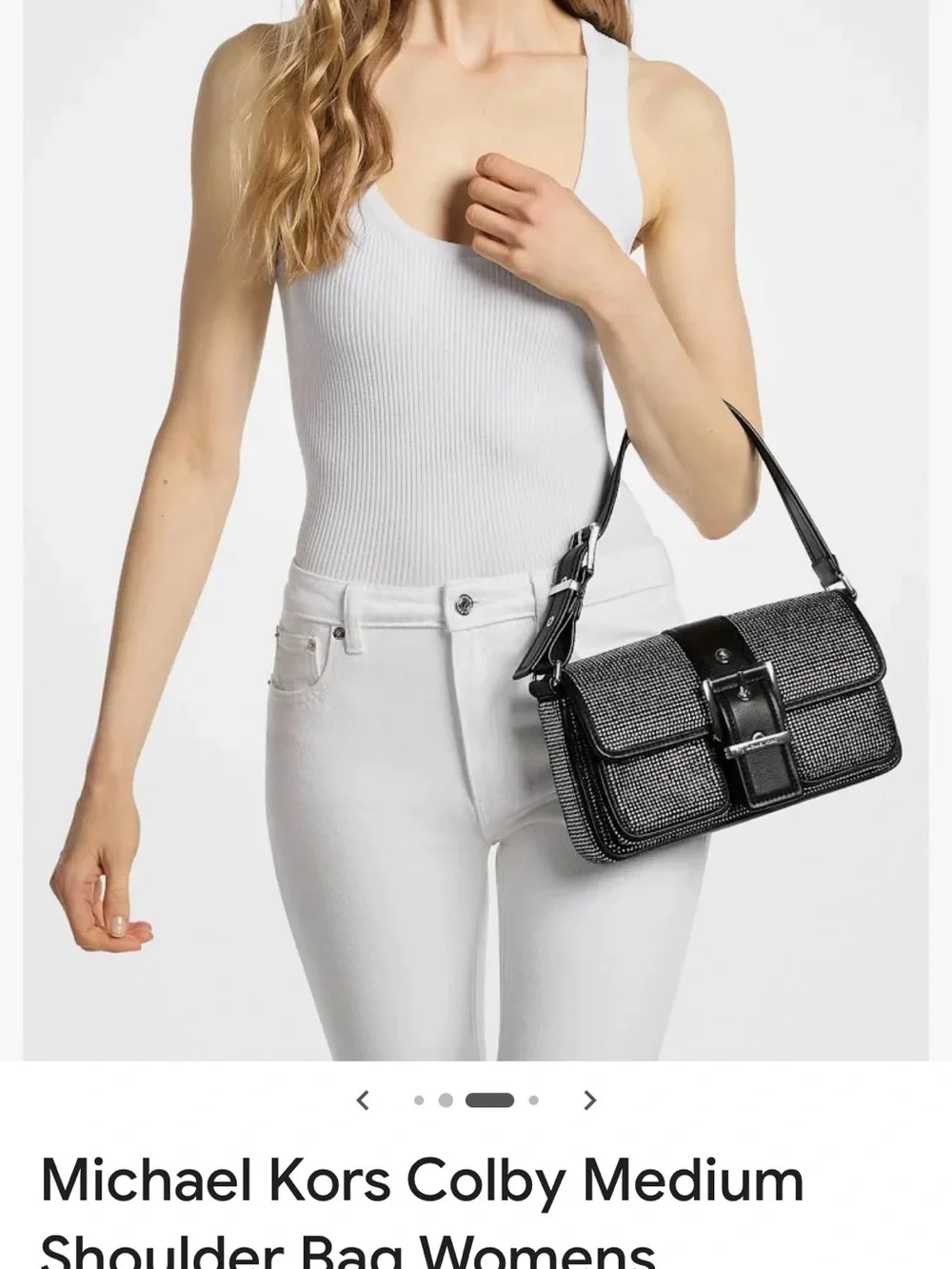 Michael Kors Black Rhinestone-Embellished Messenger Bag
